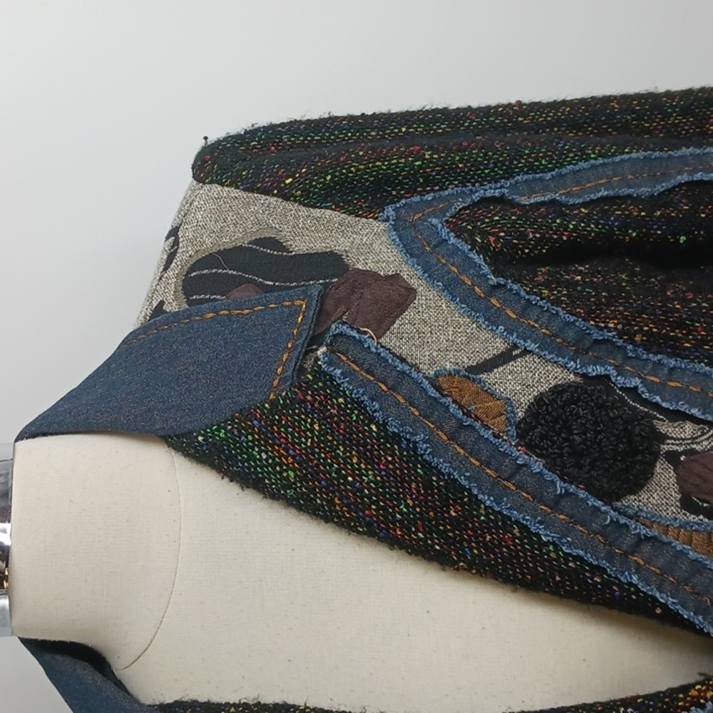 Travelsmith Patchwork Applique Raw Edge Blazer-Sz… - image 2